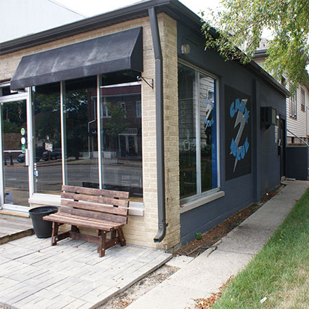 side view of cafe blue